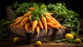 Fresh, healthy vegetables on rustic wooden table, nature bounty generated by AI Royalty Free Stock Photo