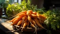 Fresh, healthy vegetables on rustic wooden table, nature bounty generated by AI Royalty Free Stock Photo