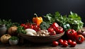 Fresh, healthy vegetables on a rustic wooden table nature bounty generated by AI Royalty Free Stock Photo