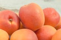 Fresh heap of peach. Healthy dessert as source minerals and vitamins Royalty Free Stock Photo