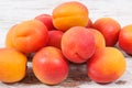 Fresh heap of peach. Healthy dessert as source minerals and vitamins Royalty Free Stock Photo