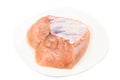Fresh heart shaped skinless chicken breast meat with keel bone