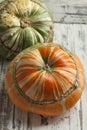 Fresh orange and green Turban squash