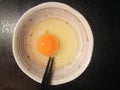The fresh hens egg in a bowl