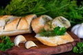 Fresh herb baguette with dill and parsley Royalty Free Stock Photo