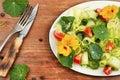 Fresh herb salad with nasturtium flowers Royalty Free Stock Photo