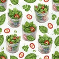 Fresh Herb Salad Pattern with Chili Royalty Free Stock Photo