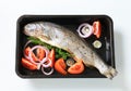 Fresh herb-stuffed trout and vegetable Royalty Free Stock Photo