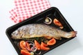 Fresh herb-stuffed trout and vegetable