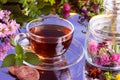 Fresh herbal tea with cocoa