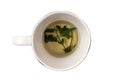 Fresh herbal tea made from green Melissa leaves in ceramic mug isolated on white. Healing, homeopathic drink. alternative medicine Royalty Free Stock Photo