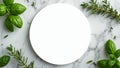 Fresh herbs frame circular space on marble background Royalty Free Stock Photo