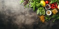 Fresh Herbs, Oils, and Produce Ready for Cooking, Ample Space Royalty Free Stock Photo