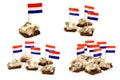 Fresh herring Dutch `Hollandse Nieuwe` with chopped onions on rye bread Royalty Free Stock Photo