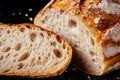 Fresh home baked bread. Texture of sliced loaf of bread close up