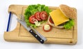 Fresh home-made hamburger served on wood Royalty Free Stock Photo