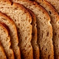 Fresh homebaked artisan sourdough bread. Texture of sliced loaf of bread close up. Bread background