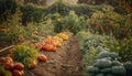 Fresh homegrown vegetables in abundance, a healthy harvest generated by AI