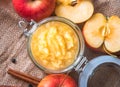 Fresh homemade apple sauce in a jar