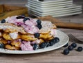 Blueberry waffles on a plate Royalty Free Stock Photo