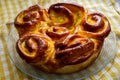 Fresh homemade baked sweet brioche cake, French cuisine