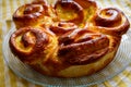 Fresh homemade baked sweet brioche cake, French cuisine