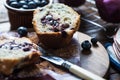 Fresh homemade blueberry muffin, cut in half Royalty Free Stock Photo
