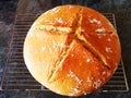 Fresh homemade bread on a grill Royalty Free Stock Photo