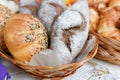 Fresh homemade bread loafs in basket Royalty Free Stock Photo