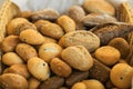 Fresh homemade bread rolls in little basket Royalty Free Stock Photo