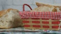 Fresh Homemade Bread Sliced in a Basket on the Table Royalty Free Stock Photo