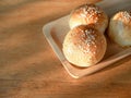 Fresh homemade burger buns with sesame seed Royalty Free Stock Photo