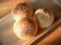 Fresh homemade burger buns with sesame seed Royalty Free Stock Photo