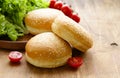 Fresh homemade burger buns Royalty Free Stock Photo