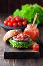 Fresh homemade burger Royalty Free Stock Photo