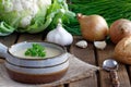 Fresh homemade cauliflower soup with onions, garlic and parsley Royalty Free Stock Photo