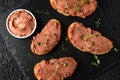 Fresh homemade chicken liver pate on bread Royalty Free Stock Photo