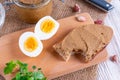 Fresh homemade chicken liver pate on bread Royalty Free Stock Photo