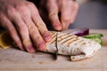 Fresh homemade chicken wrap tortilla Royalty Free Stock Photo