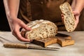 Fresh homemade crisp bread on a wooden board. kitchen or bakery. banner, menu, recipe place for text, top view