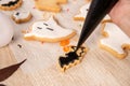 Fresh homemade decorating halloween cookies with ghost