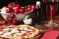 Italian Pizza with Mozzarella, Tomatoes and Basil Royalty Free Stock Photo