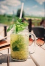Fresh homemade lemonade with pepermint and kiwi Royalty Free Stock Photo