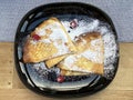 Fresh homemade pancake with white chees and raspberries