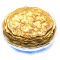 Fresh homemade pancakes on a plate isolated