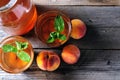 Fresh Homemade Peach Sweet Tea with Mint Royalty Free Stock Photo