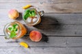 Fresh Homemade Peach Sweet Tea with Mint Royalty Free Stock Photo