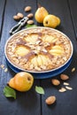 Fresh homemade pear frangipane tart