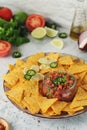 Fresh homemade pico de gallo with corn chips Royalty Free Stock Photo