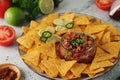 Fresh homemade pico de gallo with corn chips Royalty Free Stock Photo
